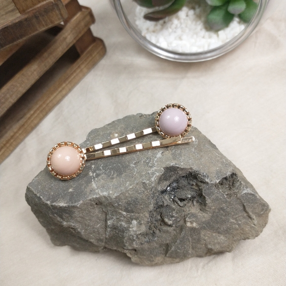 4pc Coral & Lavender Hair Clip Set - Picture 4 of 4